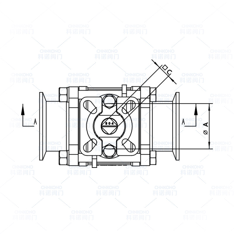 高平台三片式KF真空球阀