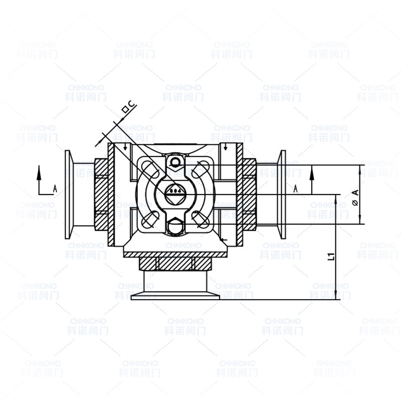 高平台三通KF真空球阀